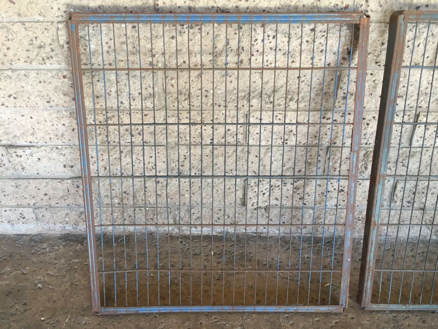 Pair Of Old Blue Metal Grates Great From Hanging On The Wall And Displaying Items [Photo 4]