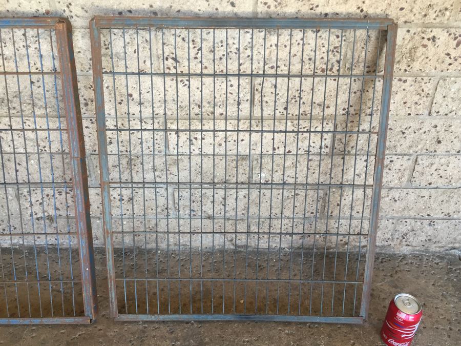 Pair Of Old Blue Metal Grates Great From Hanging On The Wall And Displaying Items [Photo 5]