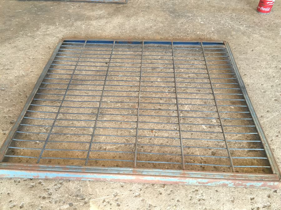 Pair Of Old Blue Metal Grates Great From Hanging On The Wall And Displaying Items [Photo 3]