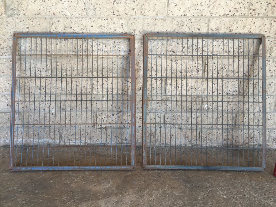 Pair Of Old Blue Metal Grates Great From Hanging On The Wall And Displaying Items [Photo 8]