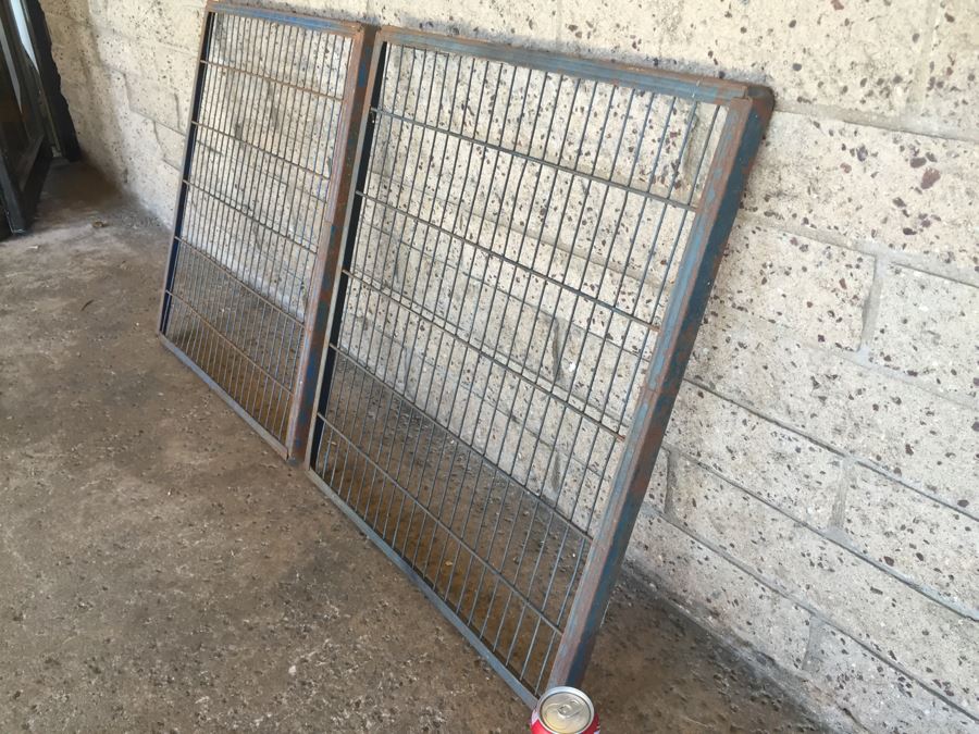 Pair Of Old Blue Metal Grates Great From Hanging On The Wall And Displaying Items [Photo 7]