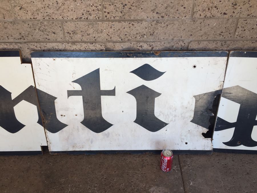 Old Hand Painted Wooden Sign 'J & G Antique & Treasures' Black And White [Photo 7]