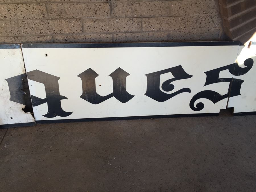 Old Hand Painted Wooden Sign 'J & G Antique & Treasures' Black And White [Photo 8]