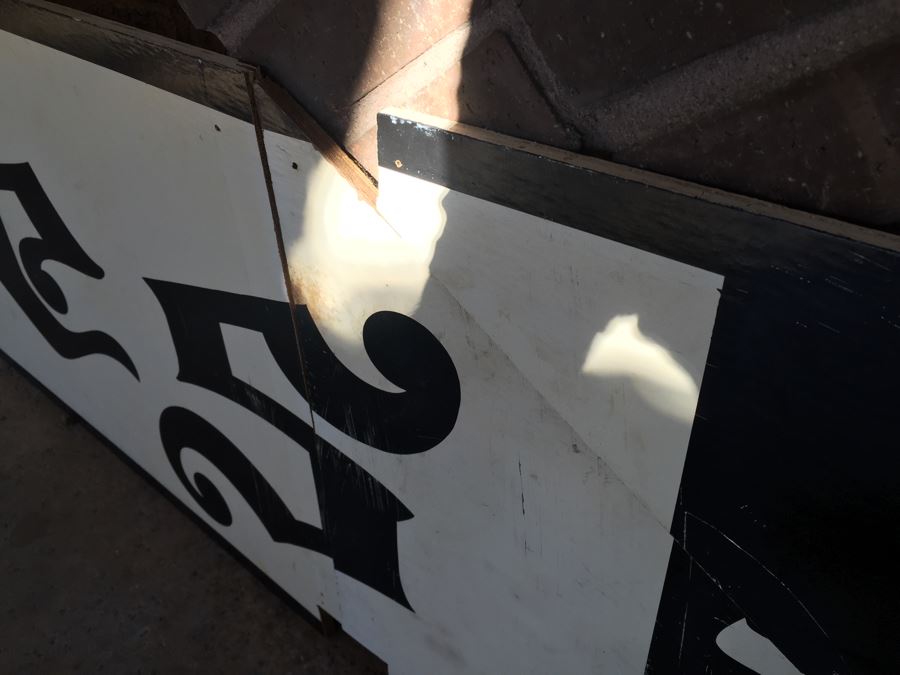 Old Hand Painted Wooden Sign 'J & G Antique & Treasures' Black And White [Photo 10]