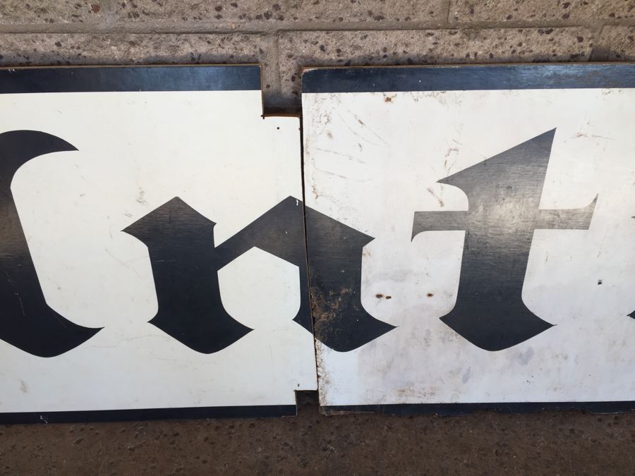 Old Hand Painted Wooden Sign 'J & G Antique & Treasures' Black And White [Photo 6]