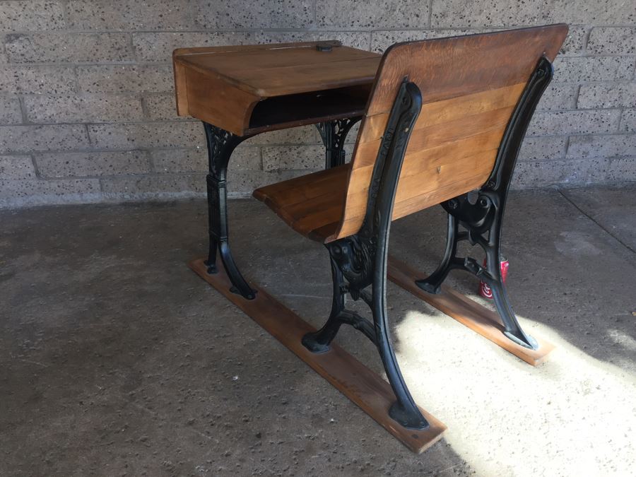 Early Child's School Desk Wood And Metal OLIVE F.D. Jones Los Angeles, CA [Photo 23]