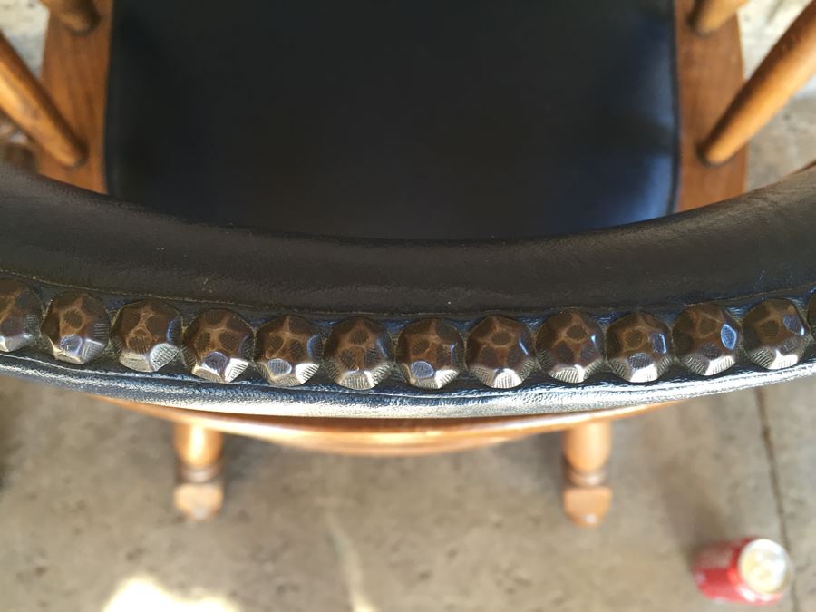 Pair Of Heavy Ship Captain's Chairs With Brass Nails [Photo 12]