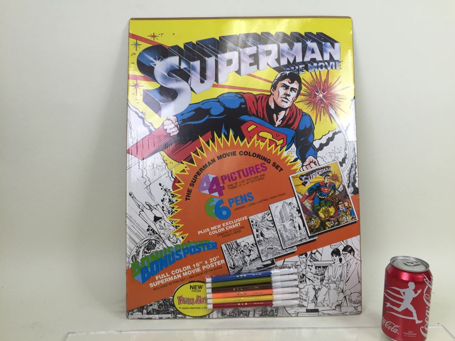 The Superman Movie Coloring Set From Fun Art Chapin Creations DC Comics New Old Stock Sealed Vintage 1978