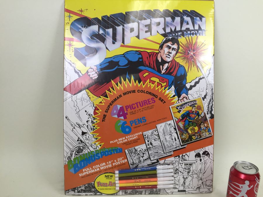 The Superman Movie Coloring Set From Fun Art Chapin Creations DC Comics New Old Stock Sealed Vintage 1978 [Photo 4]
