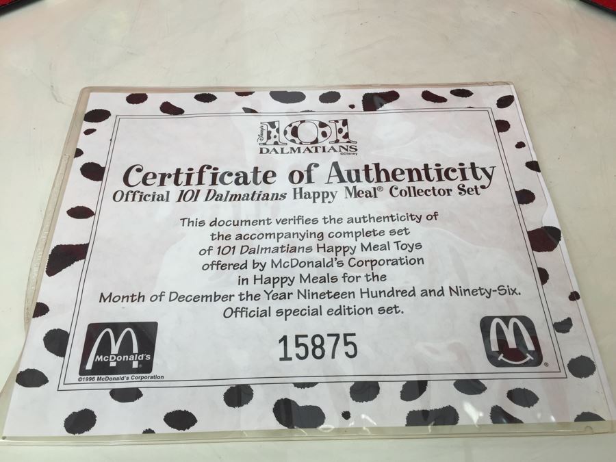 Disney's 101 Dalmatians Official Special Edition Collector Set From McDonalds Happy Meal Toys With Carrying Display Case And Certificate Of Authenticity Vintage 1996 [Photo 10]