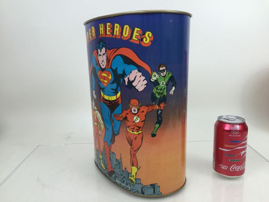 Super Heroes Waste Basket Superman BATMAN Robin Flash Wonder Woman Green Lantern DC Comics Vintage 1979 New Old Stock Cheinco [Photo 7]
