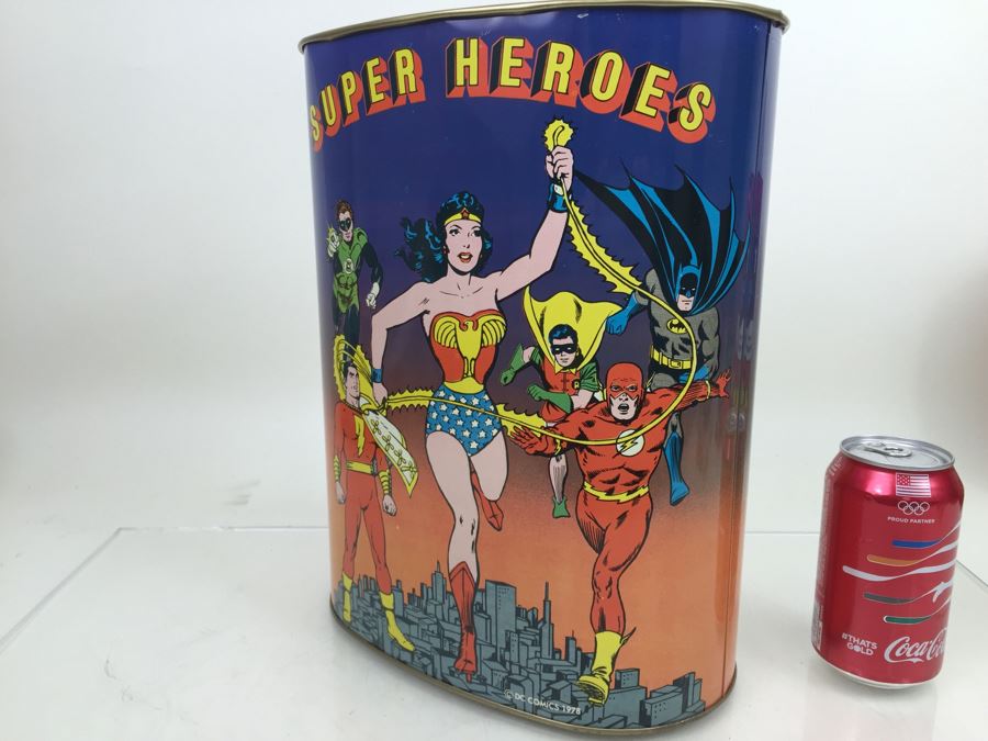 Super Heroes Waste Basket Superman BATMAN Robin Flash Wonder Woman Green Lantern DC Comics Vintage 1979 New Old Stock Cheinco [Photo 8]