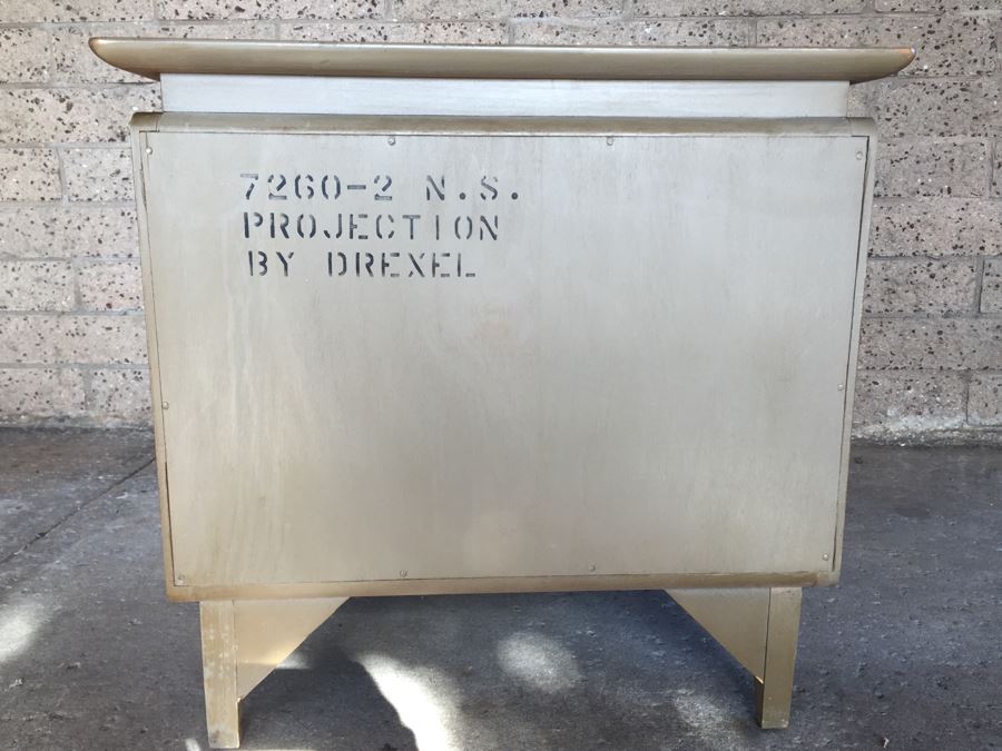 John Van Koert For Drexel Mid-Century Modern Projection Series Gentleman's Dresser Chest Of Drawers With Built In Mirror And Pair Of Drexel Nightstands [Photo 10]