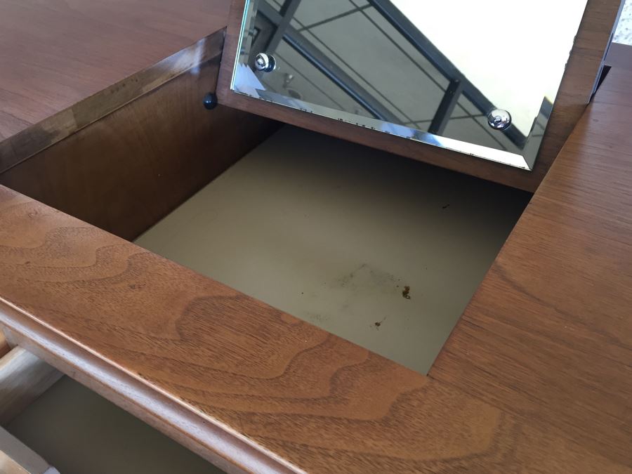 John Van Koert For Drexel Mid-Century Modern Projection Series Gentleman's Dresser Chest Of Drawers With Built In Mirror And Pair Of Drexel Nightstands [Photo 24]