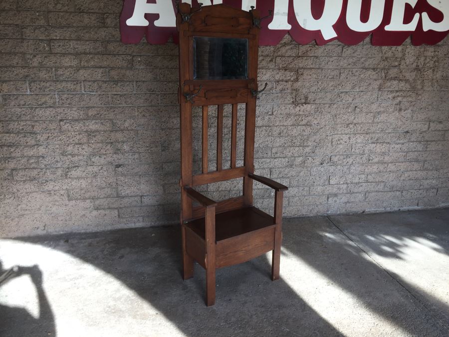 Stunning Smaller Vintage Hall Tree With Custom Cushions [Photo 4]