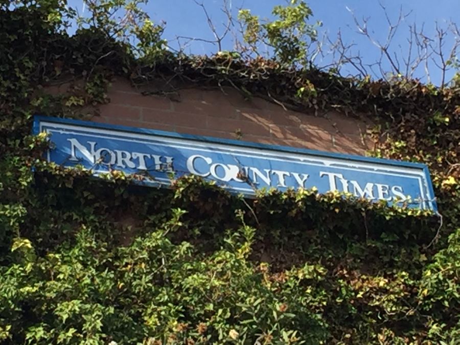 North County Times Blue Newspaper Sign Off Of Coast 101 In Oceanside Sign #1 [Photo 4]