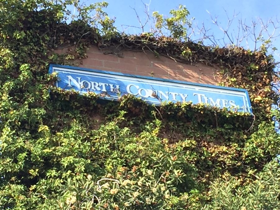 North County Times Blue Newspaper Sign Off Of Coast 101 In Oceanside Sign #1 [Photo 3]
