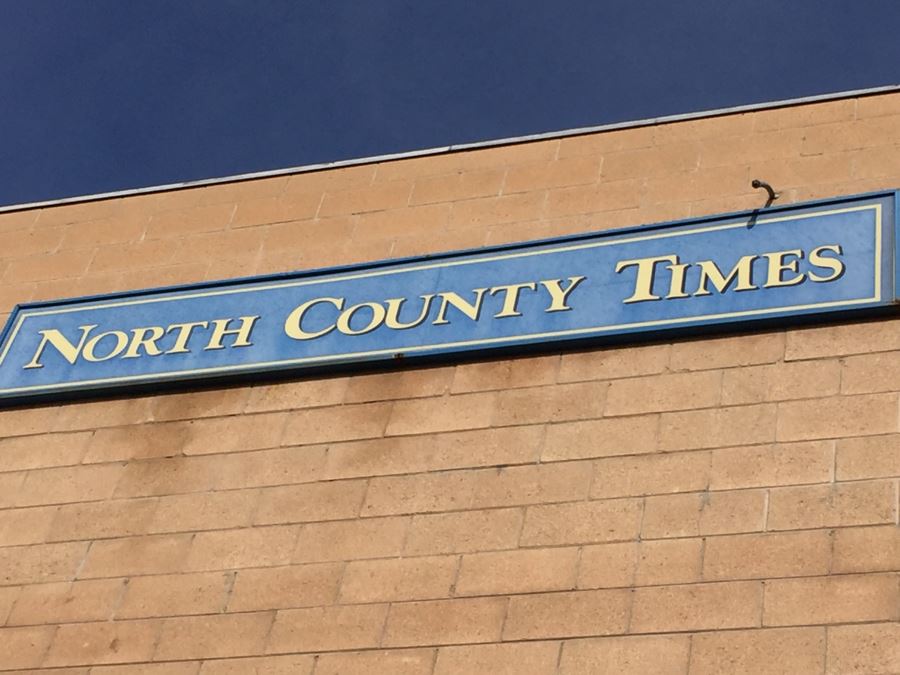 North County Times Blue Newspaper Sign Off Of Coast 101 In Oceanside Sign #2 [Photo 3]