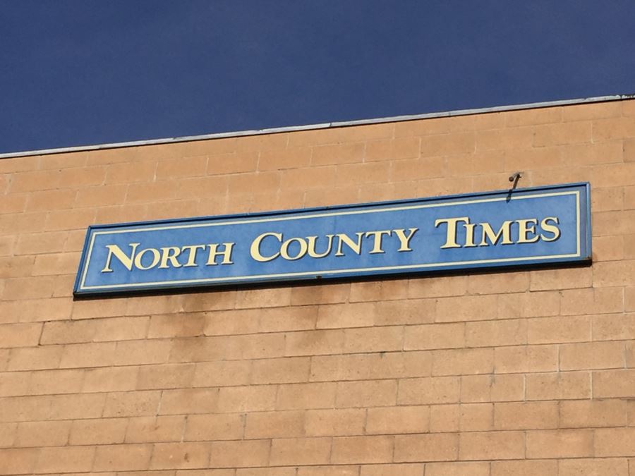 North County Times Blue Newspaper Sign Off Of Coast 101 In Oceanside Sign #2 [Photo 2]