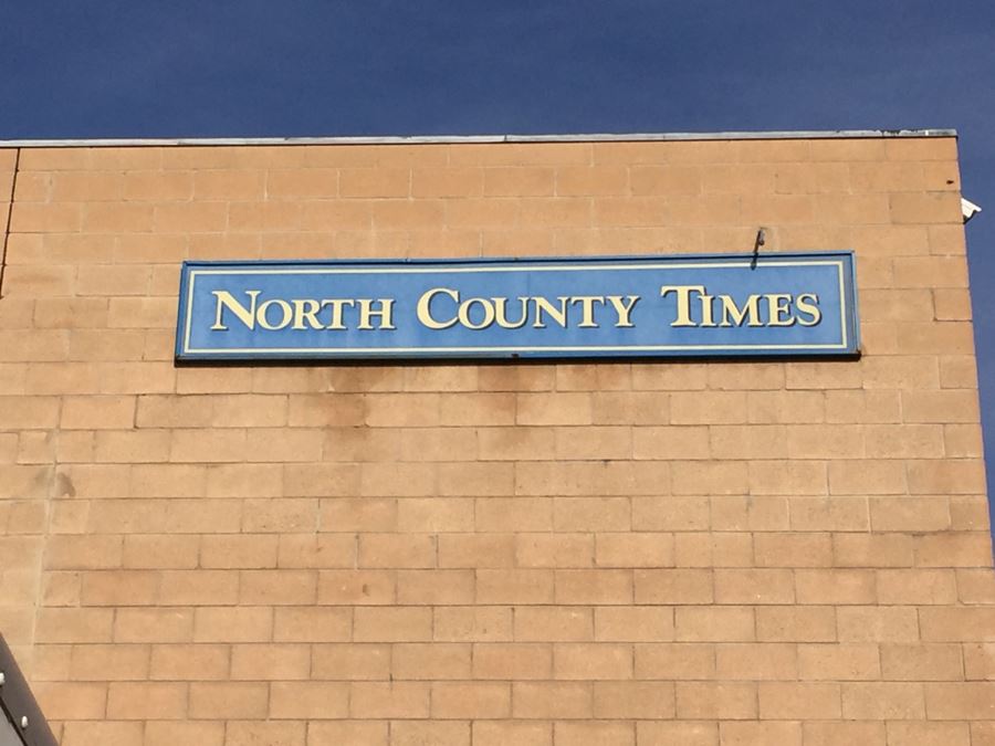 North County Times Blue Newspaper Sign Off Of Coast 101 In Oceanside Sign #2 [Photo 4]