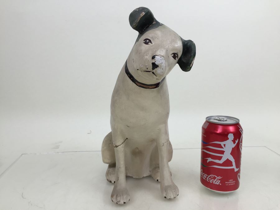 RCA Nipper Dog Statue Old King Cole Paper Mache Store Display Canton Ohio