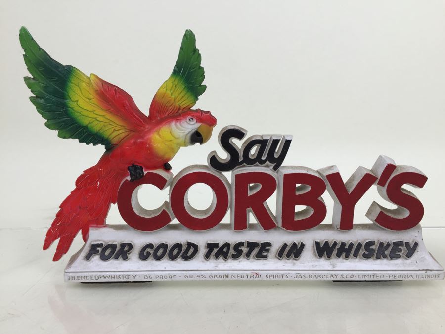'Say Corby's For Good Taste In Whiskey' Liquor Store Bar Display Advertising Parrot [Photo 2]