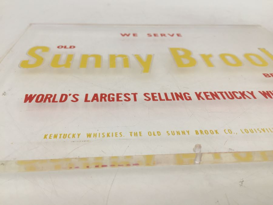 Old Sunny Brook Brand Kentucky Whiskey Liquor Store Bar Advertising Clear Lucite [Photo 3]
