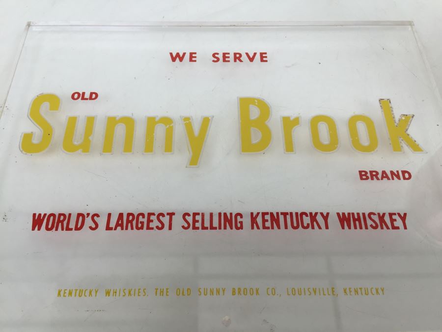 Old Sunny Brook Brand Kentucky Whiskey Liquor Store Bar Advertising Clear Lucite