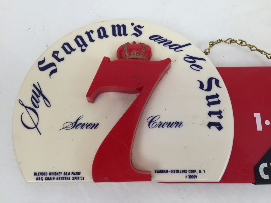 Vintage Seagram's Seven Crown Bar Hours Advertising Sign [Photo 2]