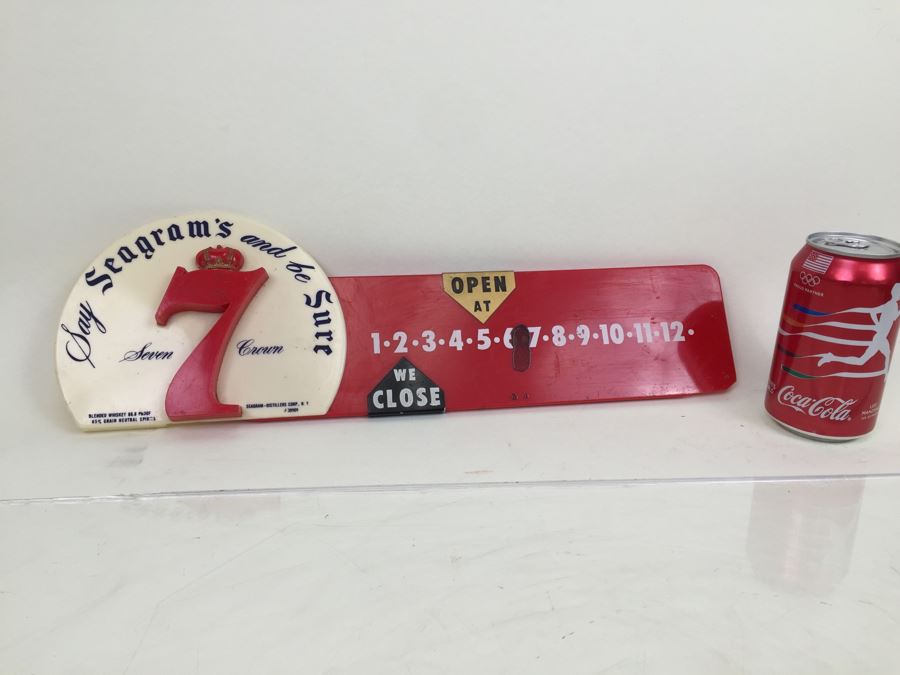 Vintage Seagram's Seven Crown Bar Hours Advertising Sign [Photo 16]