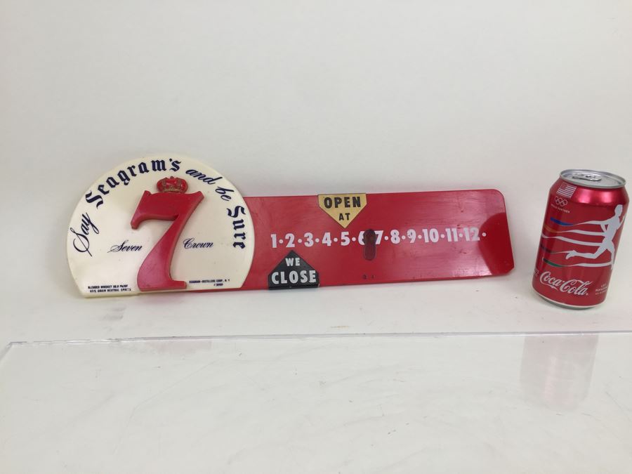 Vintage Seagram's Seven Crown Bar Hours Advertising Sign [Photo 14]