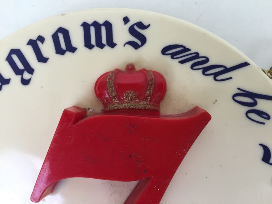 Vintage Seagram's Seven Crown Bar Hours Advertising Sign [Photo 4]