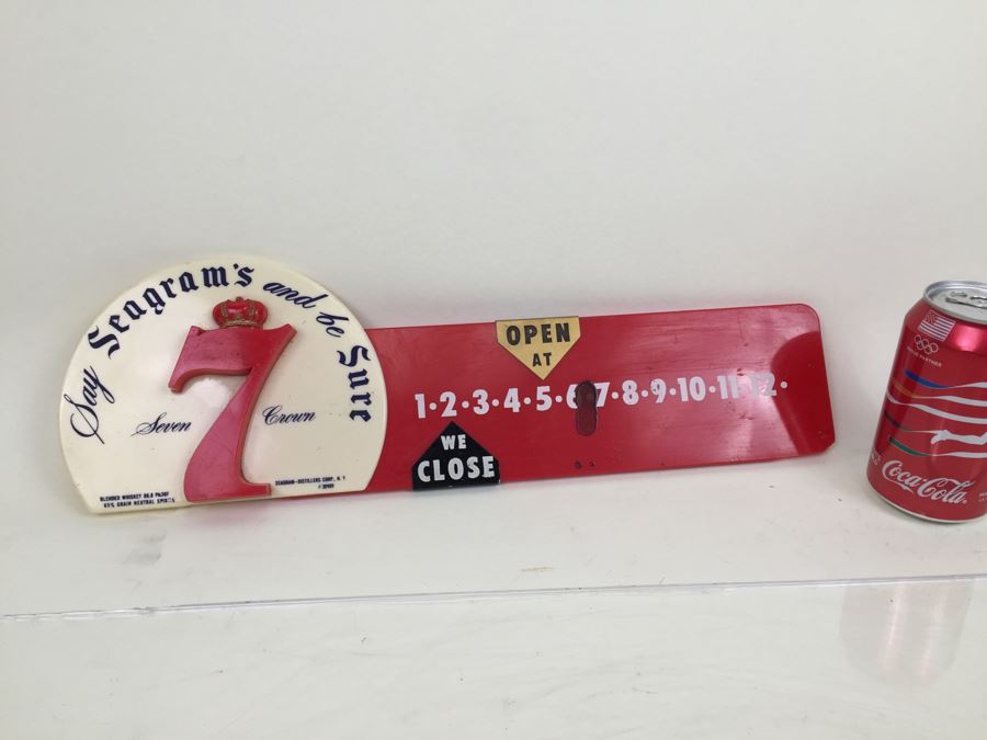 Vintage Seagram's Seven Crown Bar Hours Advertising Sign [Photo 15]
