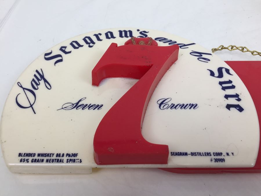 Vintage Seagram's Seven Crown Bar Hours Advertising Sign [Photo 6]