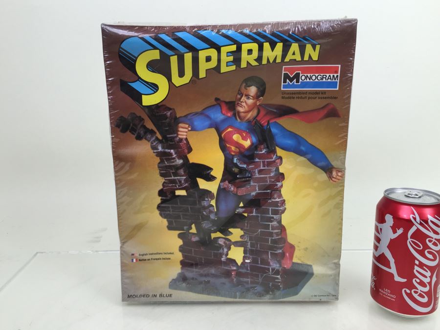SUPERMAN MONOGRAM Model Kit Featuring Superman Punching Through Brick Wall 8' Tall 6301 New In Box Sealed DC Comics Vintage 1978