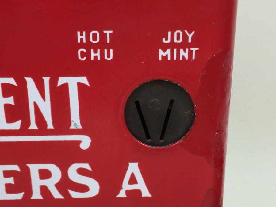 PULVER Chewing Gum One Cent Deliver A 'Tasty Chew' Coin Op With Moving Clown Red Porcelain Working With Key [Photo 10]