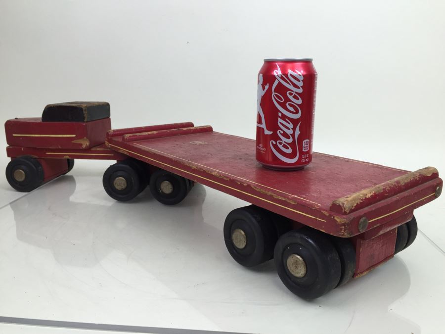 Vintage Wooden Toy Truck With Trailer By Seaver Toy Company STC Burbank CA [Photo 14]