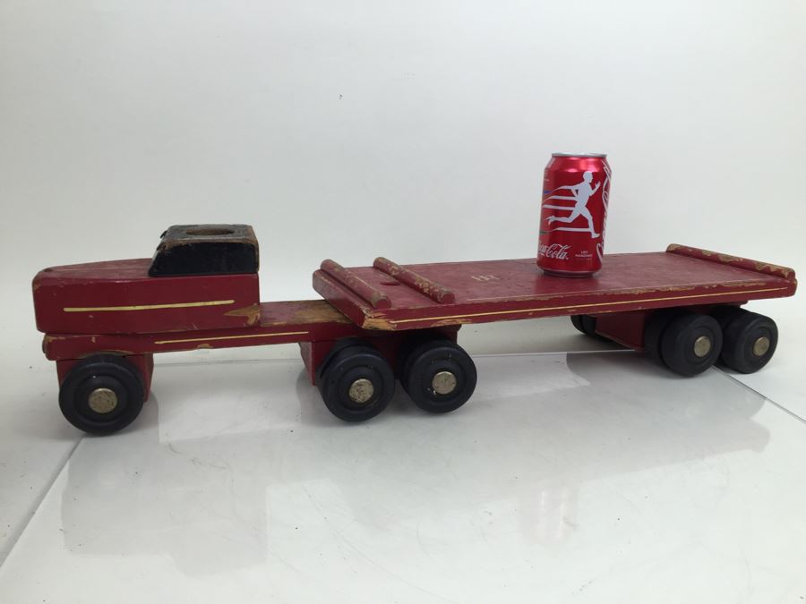 Vintage Wooden Toy Truck With Trailer By Seaver Toy Company STC Burbank CA [Photo 4]