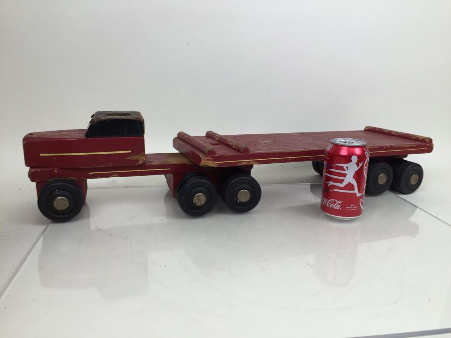 Vintage Wooden Toy Truck With Trailer By Seaver Toy Company STC Burbank CA