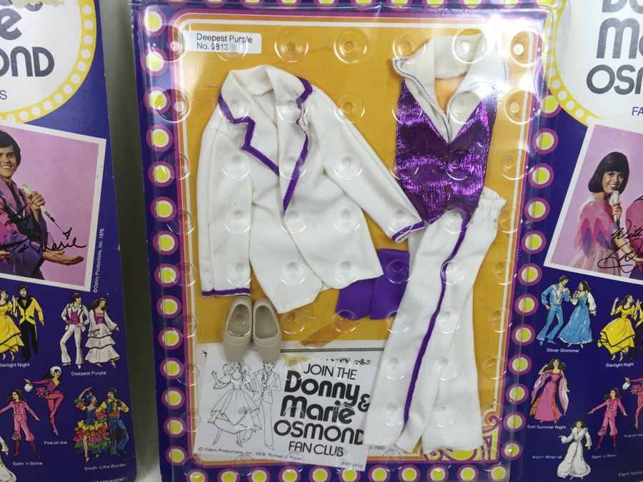 Donny & Marie Osmond Doll Action Figure Fashions 'Silver Shimmer', 'Deepest Purple', 'South 'O The Border' Mattel New On Card Vintage 1976 [Photo 13]