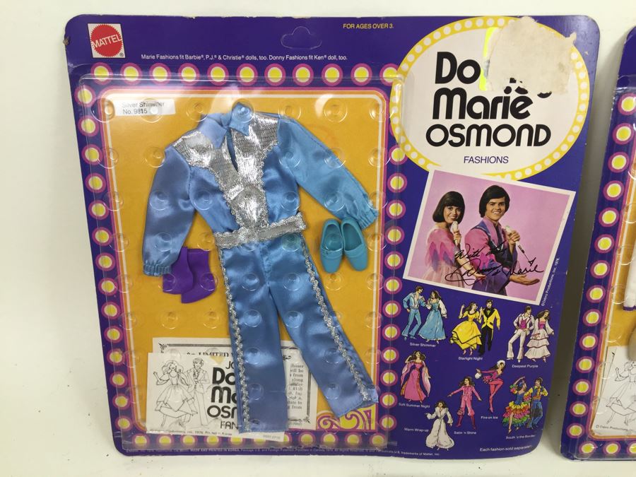 Donny & Marie Osmond Doll Action Figure Fashions 'Silver Shimmer', 'Deepest Purple', 'South 'O The Border' Mattel New On Card Vintage 1976 [Photo 2]