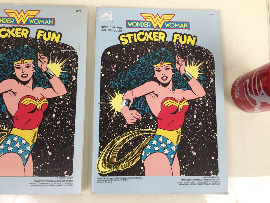 Pair Of Golden Books Wonder Woman Sticker Fun DC Comics New Old Stock Vintage 1991 [Photo 4]
