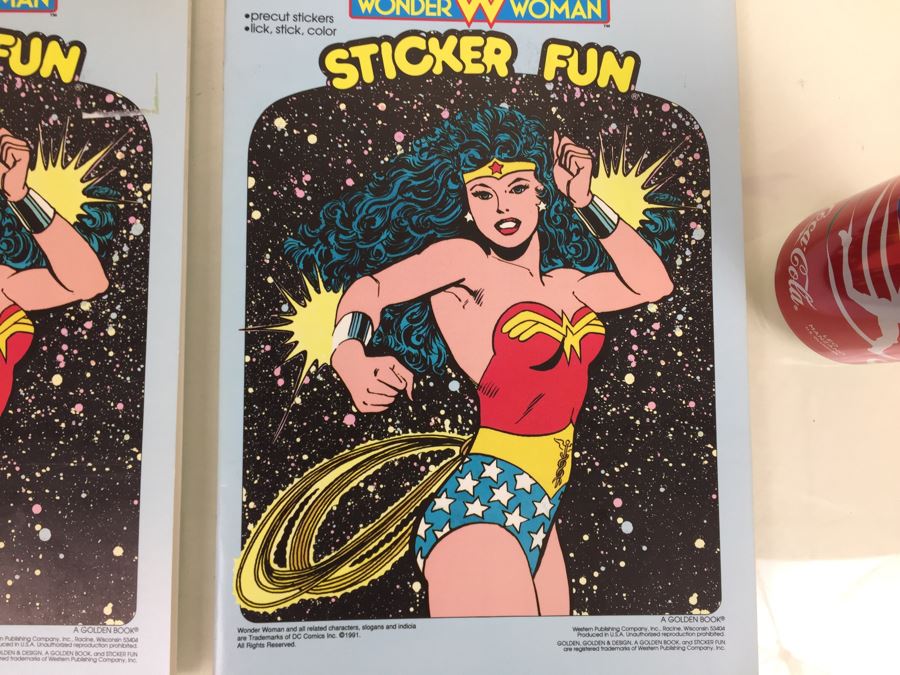 Pair Of Golden Books Wonder Woman Sticker Fun DC Comics New Old Stock Vintage 1991 [Photo 6]