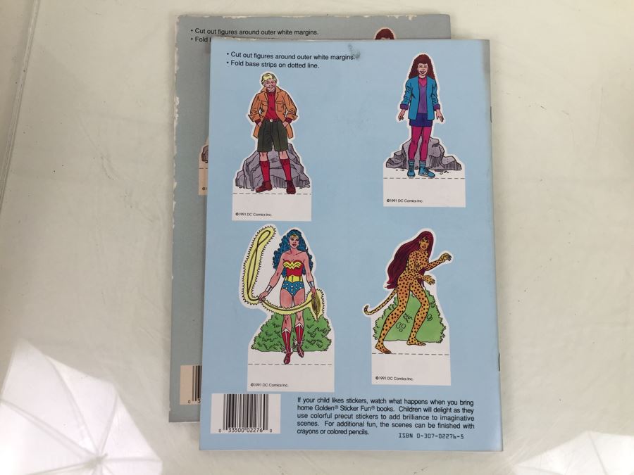 Pair Of Golden Books Wonder Woman Sticker Fun DC Comics New Old Stock Vintage 1991 [Photo 11]