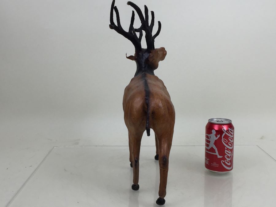 Large Leather Bound Reindeer Elk Statue Figure [Photo 11]
