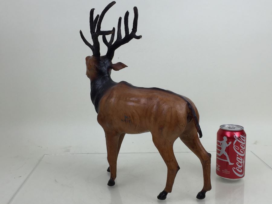 Large Leather Bound Reindeer Elk Statue Figure [Photo 10]