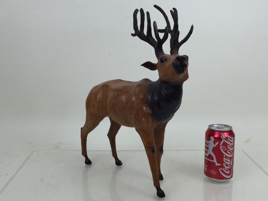Large Leather Bound Reindeer Elk Statue Figure [Photo 5]