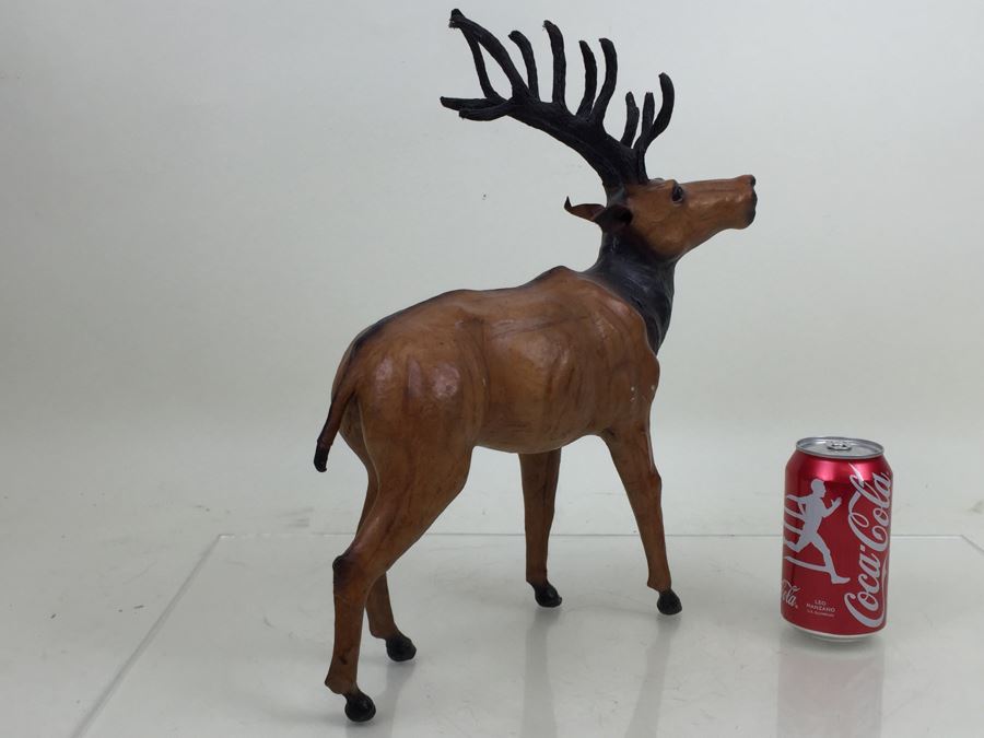 Large Leather Bound Reindeer Elk Statue Figure [Photo 12]