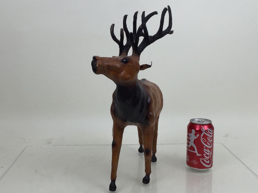 Large Leather Bound Reindeer Elk Statue Figure [Photo 7]