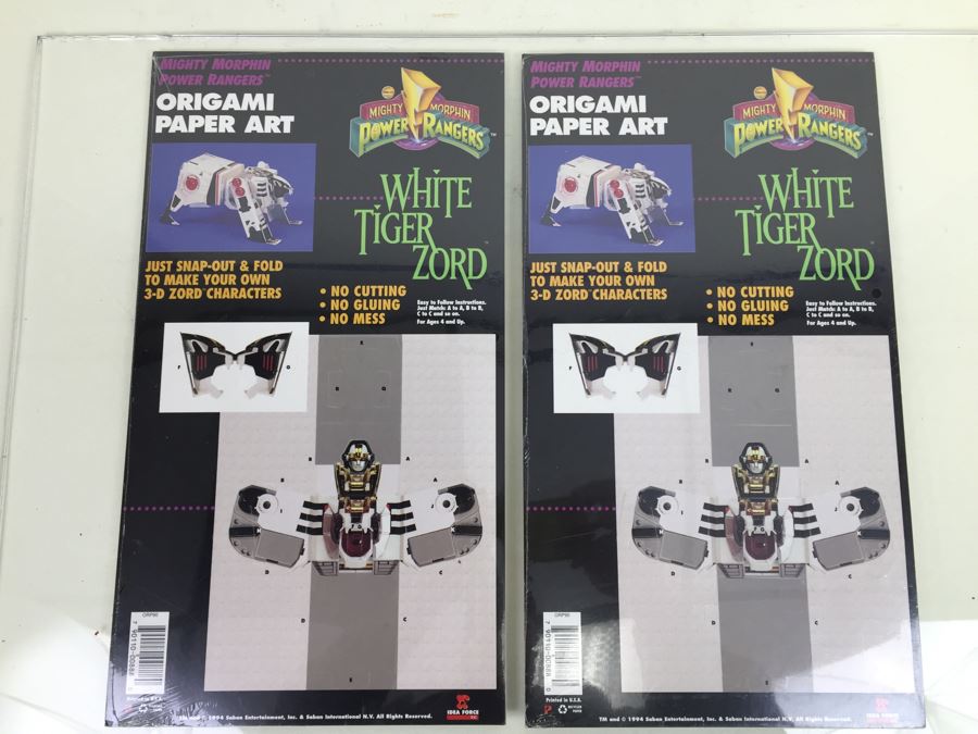 (6) Mighty Morphin Power Rangers Origami Paper Art 'White Tiger Zord', 'Tor The Shuttle Zord', And 'Red Dragon Zord' Vintage 1994 [Photo 4]